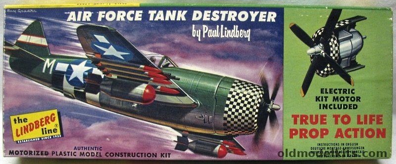 Lindberg 1/48 Air Force Tank Destroyer P-47 Thunderbolt Motorized, 303M-100 plastic model kit